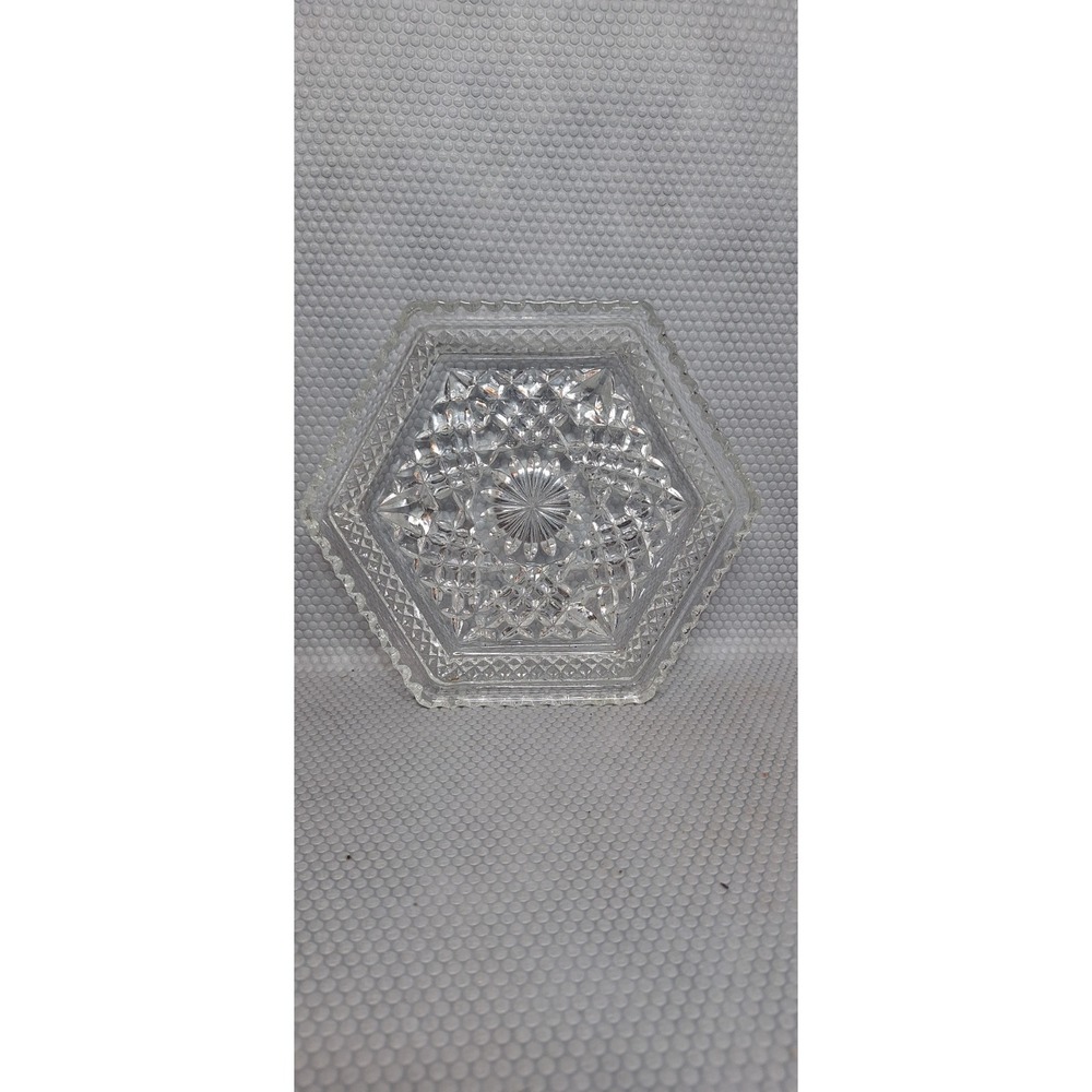 Anchor Hocking Glass Co. WEXFORD Crystal Hexagonal 3-Footed Side Salad Plate